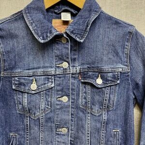 Levis Denim Jacket Womens Small  Blue Jean Biker Trucker Vintage EUC